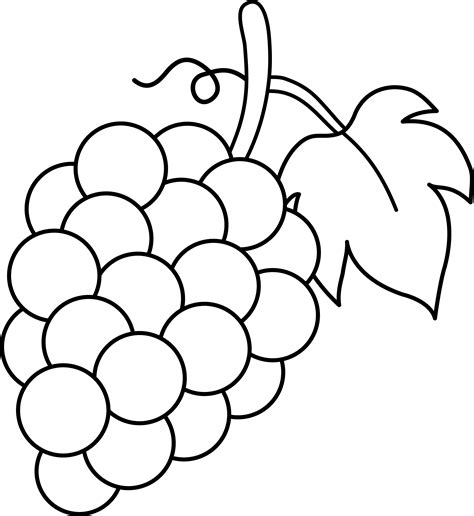 grapes black  white lineart  clip art