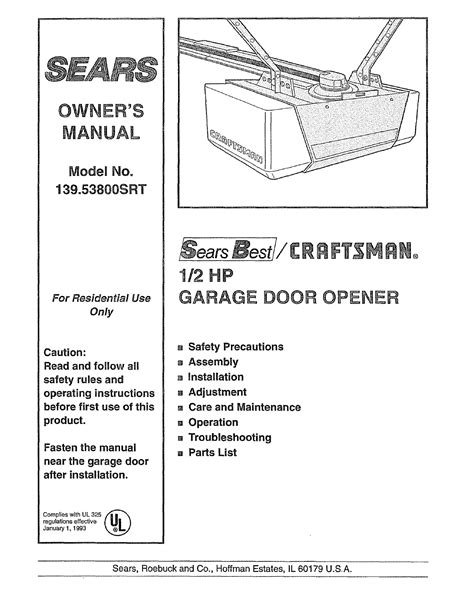 craftsman   hp garage door opener   parts dandk organizer