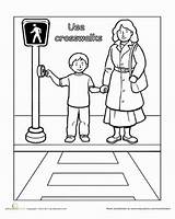 Traffic Coloring Safety Crossing Street Worksheet Use Road Rules Worksheets Preschool Crosswalks Education Pages Kids Cross Activities Light Drawings Week sketch template