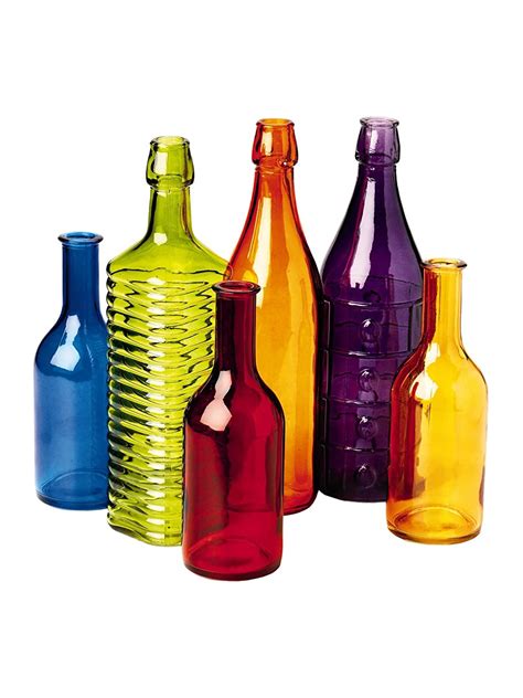 Colored Bottle Tree Bottles Set Of 6