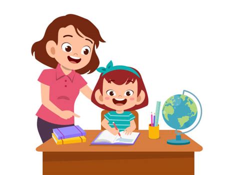 Mom Helping With Homework Illustrations Royalty Free Vector Graphics