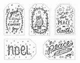 Christmas Tags Gift Color Coloring Holiday sketch template
