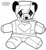 Patchwork Panda Coloring Color Stuffed Quilt Bear Toy Animal Heart Description sketch template