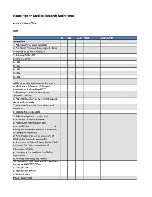medical record audit checklist fill  sign printable template