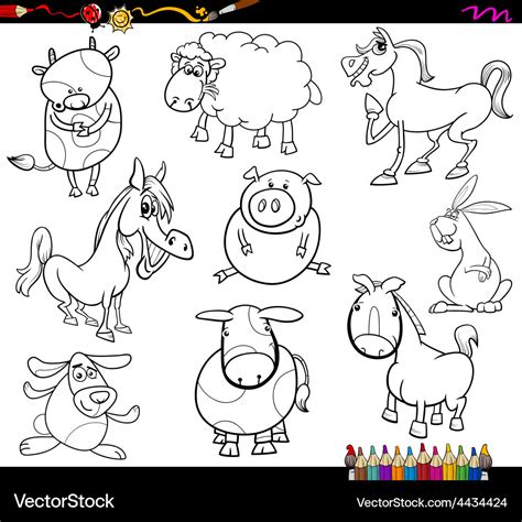 farm animals coloring page royalty  vector image