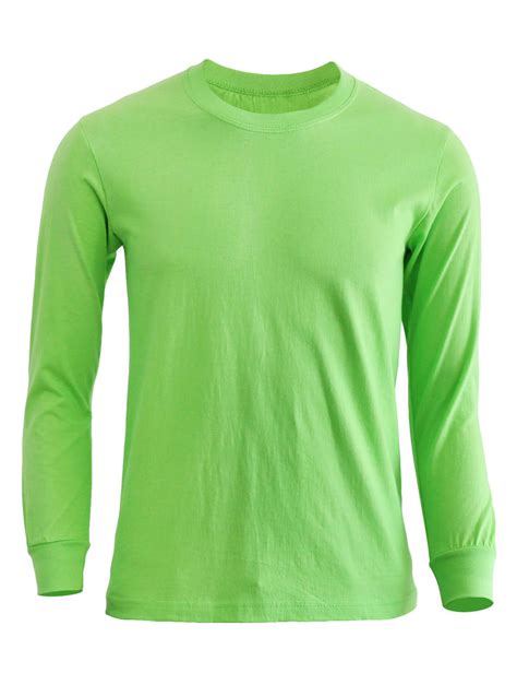 basic  neck style cotton  shirt crew neck long sleeves shirt light green