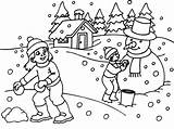 Coloring Winter Snow Pages Printable Playing Print sketch template