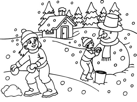 kids playing  snow coloring page clip art library