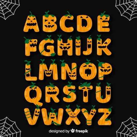halloween alphabet set  vector