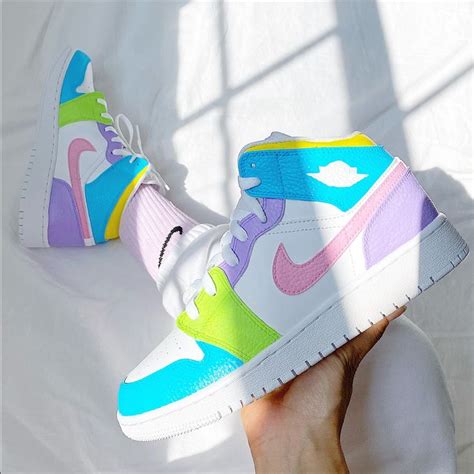 nike colorful custom air jordan  mid cute nike shoes sneakers