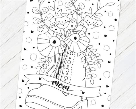 mothers day printable card mothers day coloring card etsy