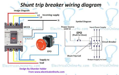 shunt trip breaker wiring diagram explanation electrical     electrical