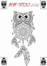 Owl Dreamcatcher Mentette Catcher Coloring Dream sketch template