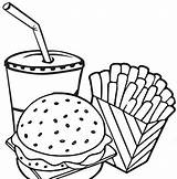 Fries Chips Hamburger Coloringpagesfortoddlers Kentang Goreng sketch template