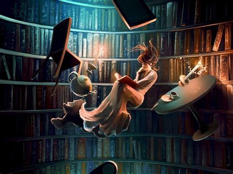 woman girl magic spells dark fantasy book books library hayao