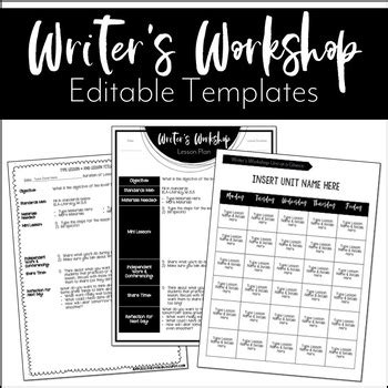writers workshop lesson plan template card template