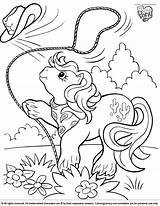 Coloring Pony Little Pages G1 Old Cute Printable Cowgirl Books Drawing Vintage Horse Lassoing Hat Colouring Kids Adult Color Book sketch template
