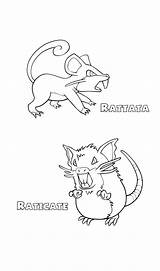 Coloring Rattata Raticate sketch template