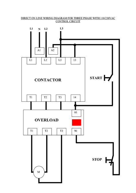 phase dol starter wiring diagram component single motor circuit contactor starte full