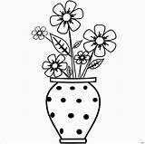 Vase Flower Pot Drawing Flowers Easy Outline Sketch Kids Plant Coloring Line Pages Drawings Step Hard Pretty Draw Marigold Mum sketch template