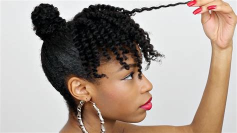 Bun With Faux Curly Bangs Natural Hair Youtube