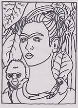 Frida Kahlo Self Starry Painting Sparrow Colorir Dibujo Gogh Monalisa Visitar Coloringhome sketch template