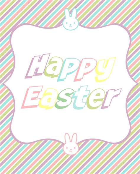 colorful bunny happy easter printable real  quirky