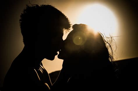 Free Images Silhouette Person Light Sunlight Love Kiss Couple