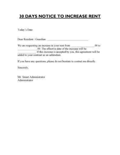 friendly rent increase letters notices
