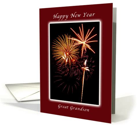happy  year  great grandson fireworks card