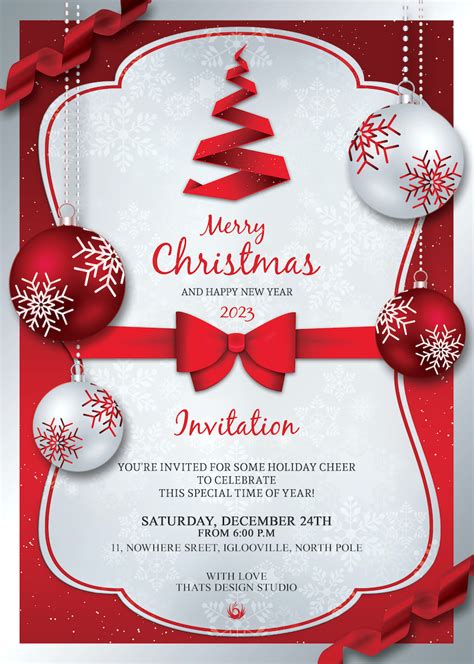 christmas invitation template psd customizable