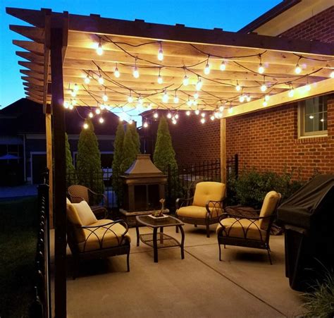 pergola string lights set  romantic mood   backyard page