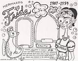 Frida Kahlo Coloring Pages Mermaid Color Heather Rigney Diego Rivera Kids Print Worksheets Elementary Adult Choose Board sketch template