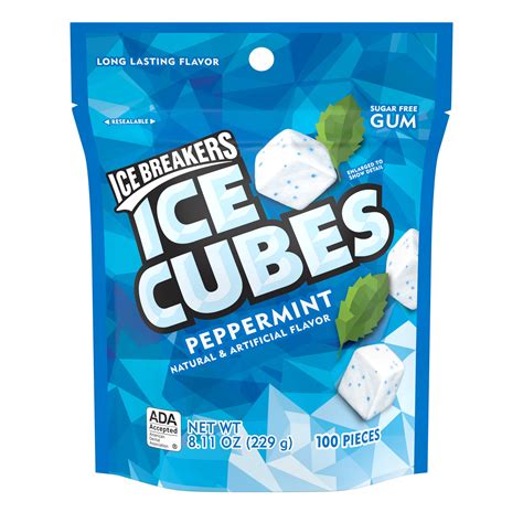 ice breakers ice cubes peppermint flavored sugar  chewing gum   xylitol  oz