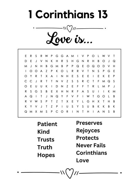 corinthians  word search  coloring page instant  etsy