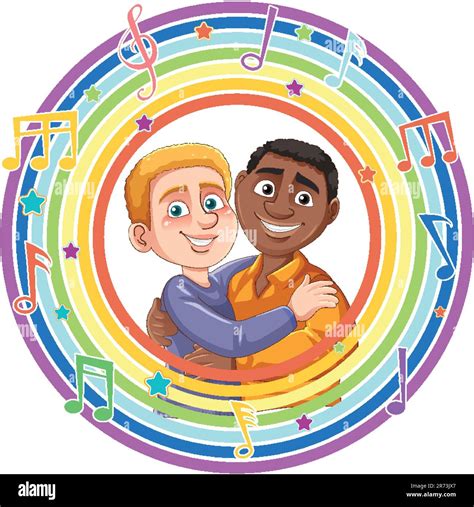 interracial male couple cartoon character illustration stock vector