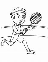 Badminton Coloring Running Player Pages Kids sketch template