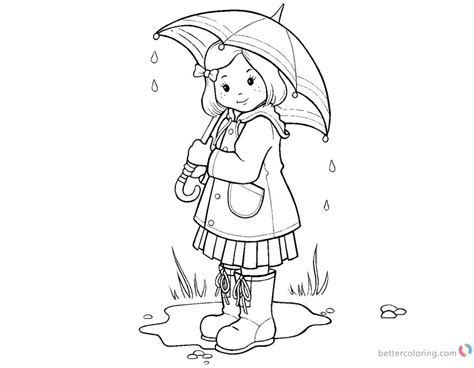 raindrop coloring pages umbrella girl  printable coloring pages