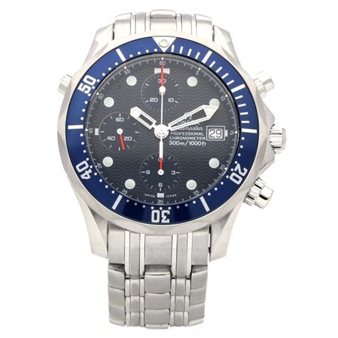 omega seamaster chronograph  blue dial  miltons diamonds
