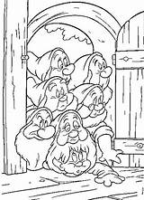 Snow Coloring Dwarfs Pages Printable Seven Disney Sheet Dwergen Drawfs Kleurplaat sketch template