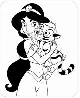 Jasmine Coloring Princess Pages Disney Tiger Rajah Baby Aladdin Little Cartoon Kids Kid Cliparts Coloriage Color Colorier Printable Colouring Worksheets sketch template