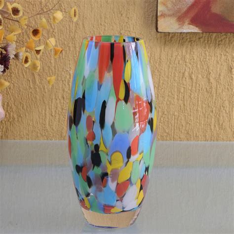 Unicef Market Unique Murano Inspired Glass Vase 9 Inch Carnival