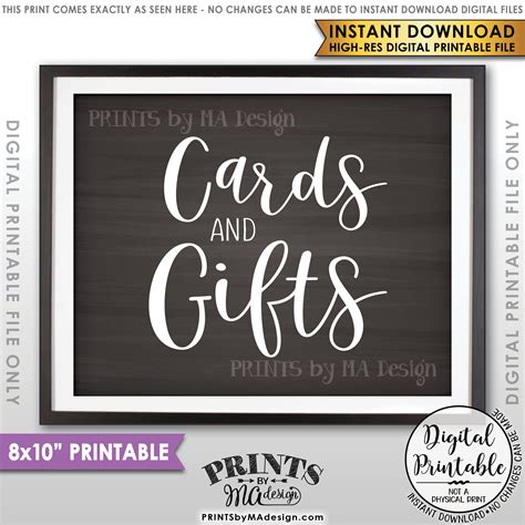 cards  gifts sign printable  chalkboard style gift table sign