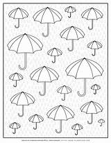 Umbrellas Raindrops Planerium sketch template