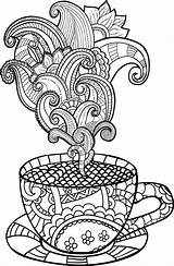 Coloring Coffee Cup Tea Pages Colouring Set Printable Mandolin Clipart Adult Sheet Zentangle Color Book Sheets Vector Getcolorings Awesome Visit sketch template