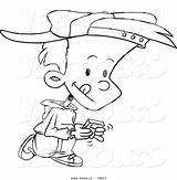 Cartoon Boy Playing Walking Game Drawing Vector Coloring Outlined Ron Leishman Royalty sketch template