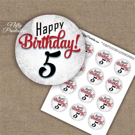 birthday cupcake toppers retro white red nifty printables