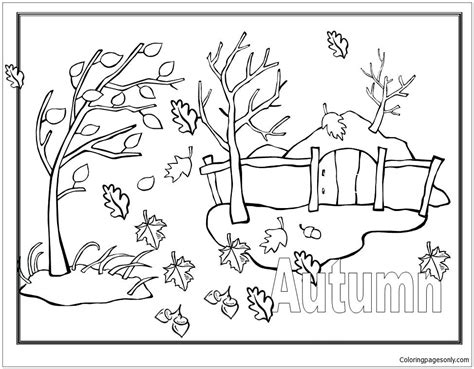 autumn scene image  coloring pages autumn leaves coloring pages