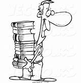 Books Cartoon Coloring Man Stack Carrying Outline Vector Clipart Tall Indiana State Leishman Ron Use Royalty Reports Vectorified sketch template