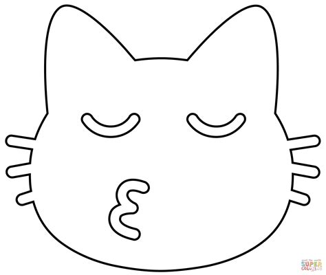 kissing cat emoji coloring page  printable coloring pages